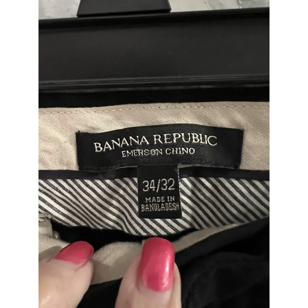 Banana Republic Men’s Black Emerson Chino Pants Sz 34/32